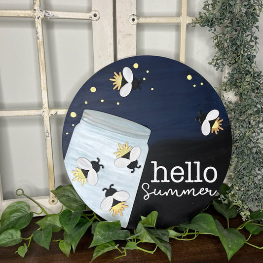 Hello Summer Lightening Bugs (15") Door Hanger P2378