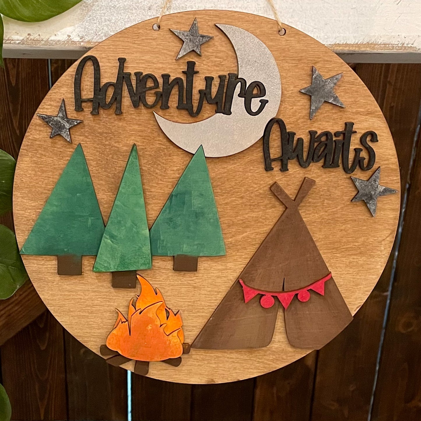 Adventure Awaits: Small Round Youth Door Hanger - Paisley Grace Makery