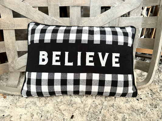WC Believe Buffalo Plaid Pillow