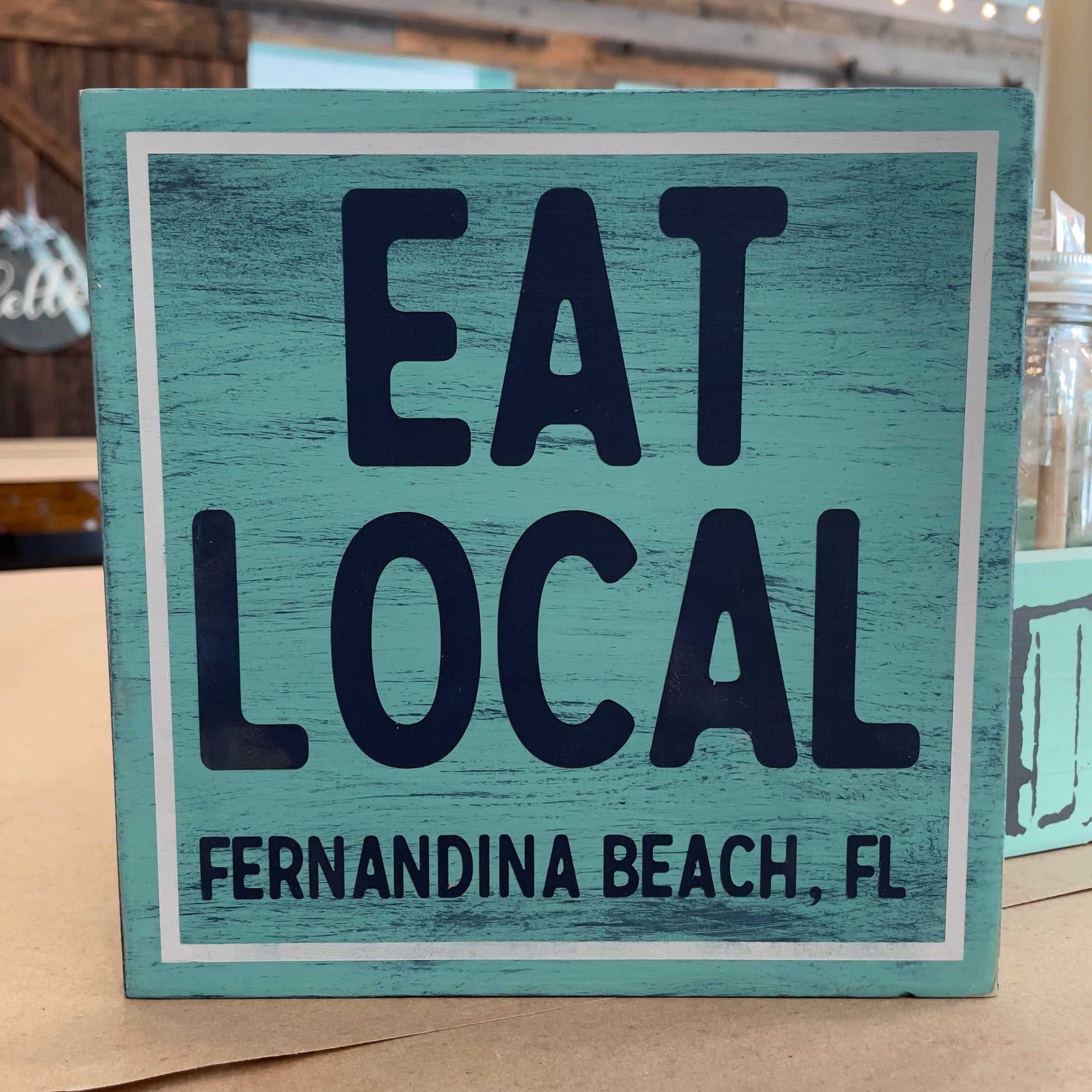 PAINTED - Eat Local 8x8" - Paisley Grace Makery