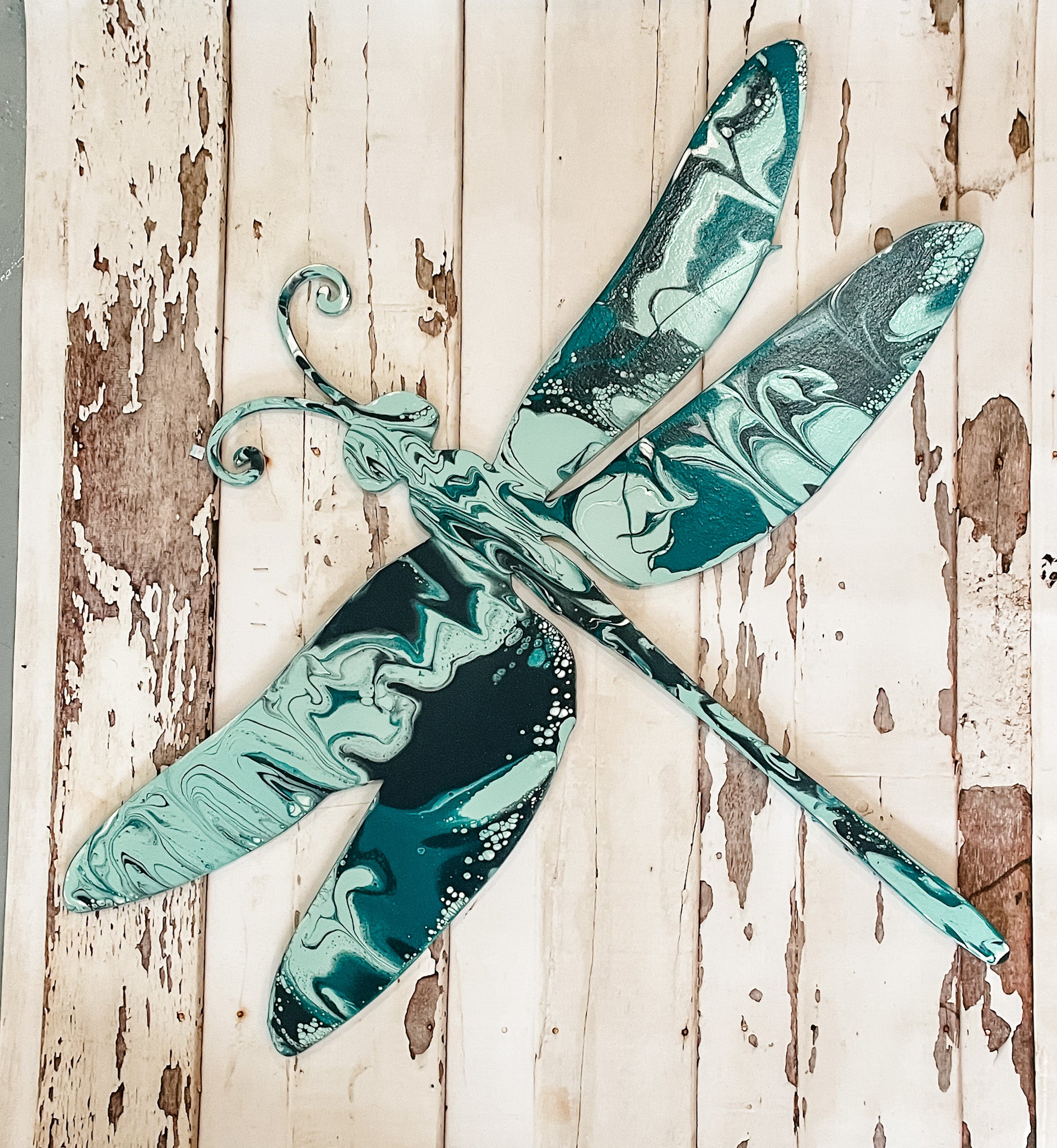 Dragonfly Fluid Art Wood Sign - Approx 20