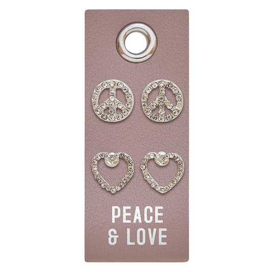 Peace and Love Silver Stud Earrings - Paisley Grace Makery