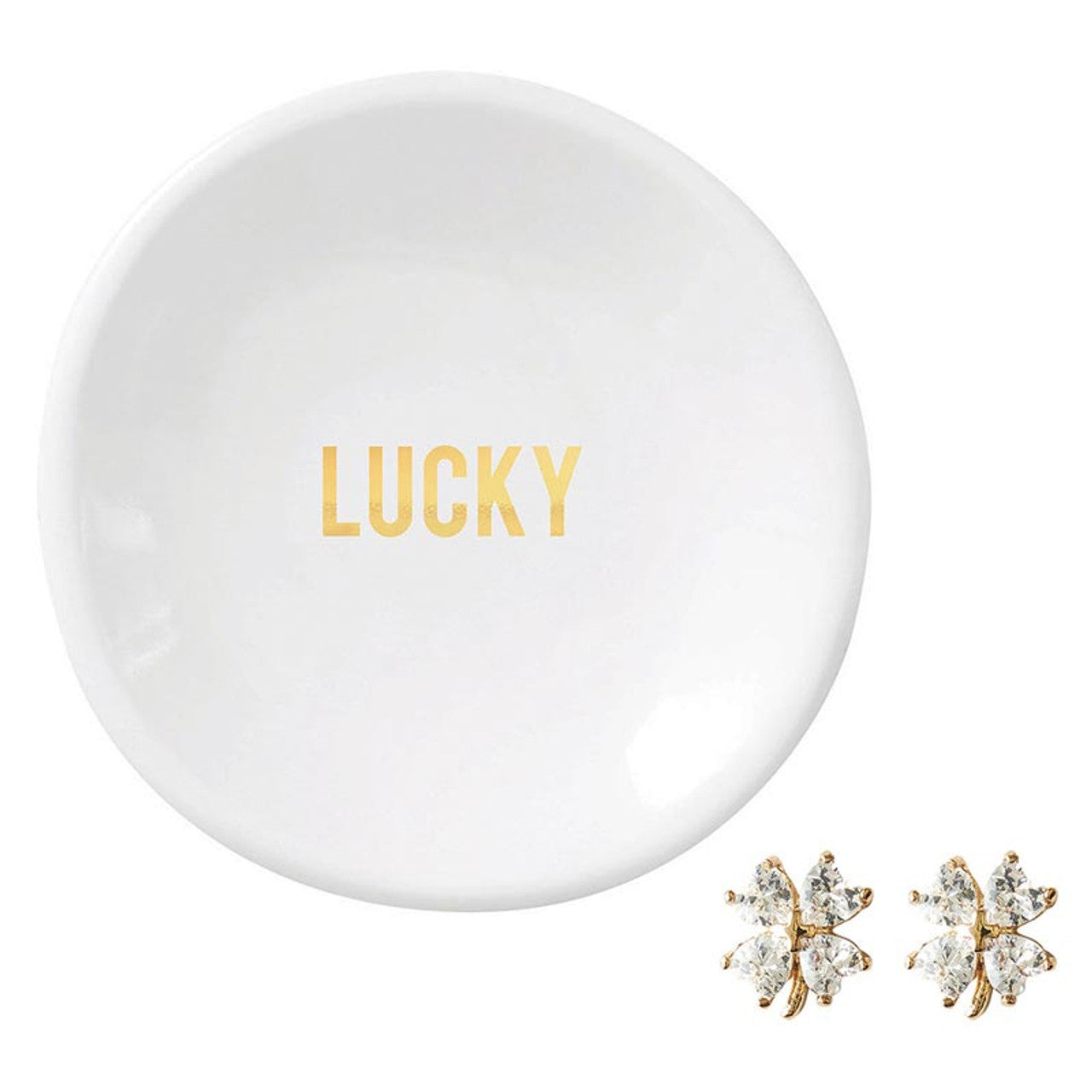Lucky Ceramic Ring Dish & Earrings - Paisley Grace Makery