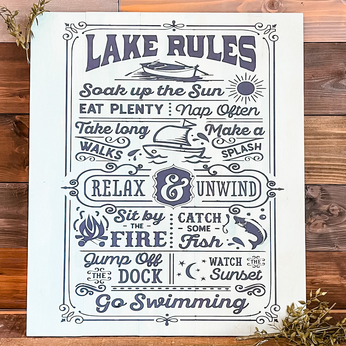 PAINTED: Lake Rules 20x24 Medium Signature