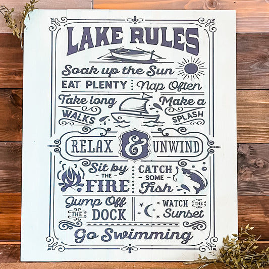 PAINTED: Lake Rules 20x24 Medium Signature