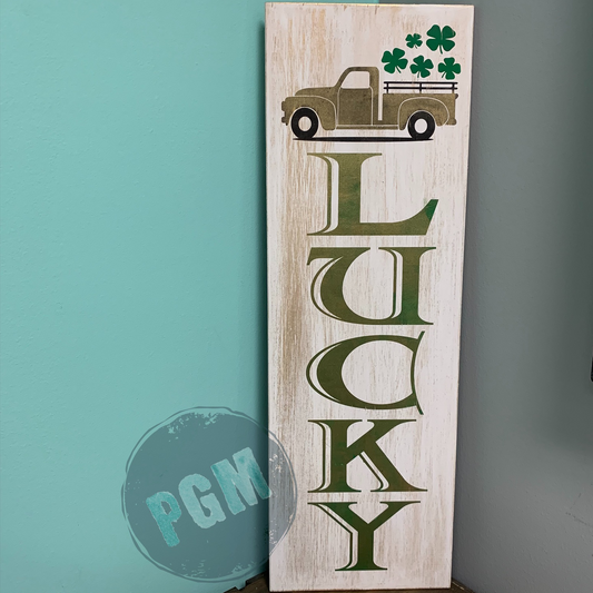 Lucky Truck Porch Sign: Plank Design