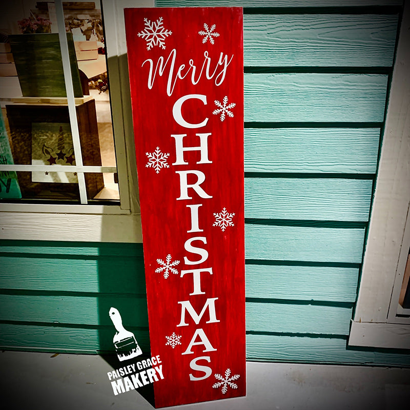 Merry Christmas with Snowflakes Vertical: PLANK DESIGN - Paisley Grace Makery