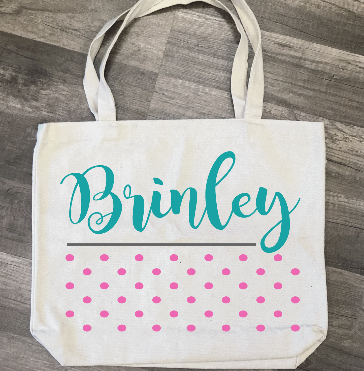 Name with Polka Dots: Canvas Bag - Paisley Grace Makery