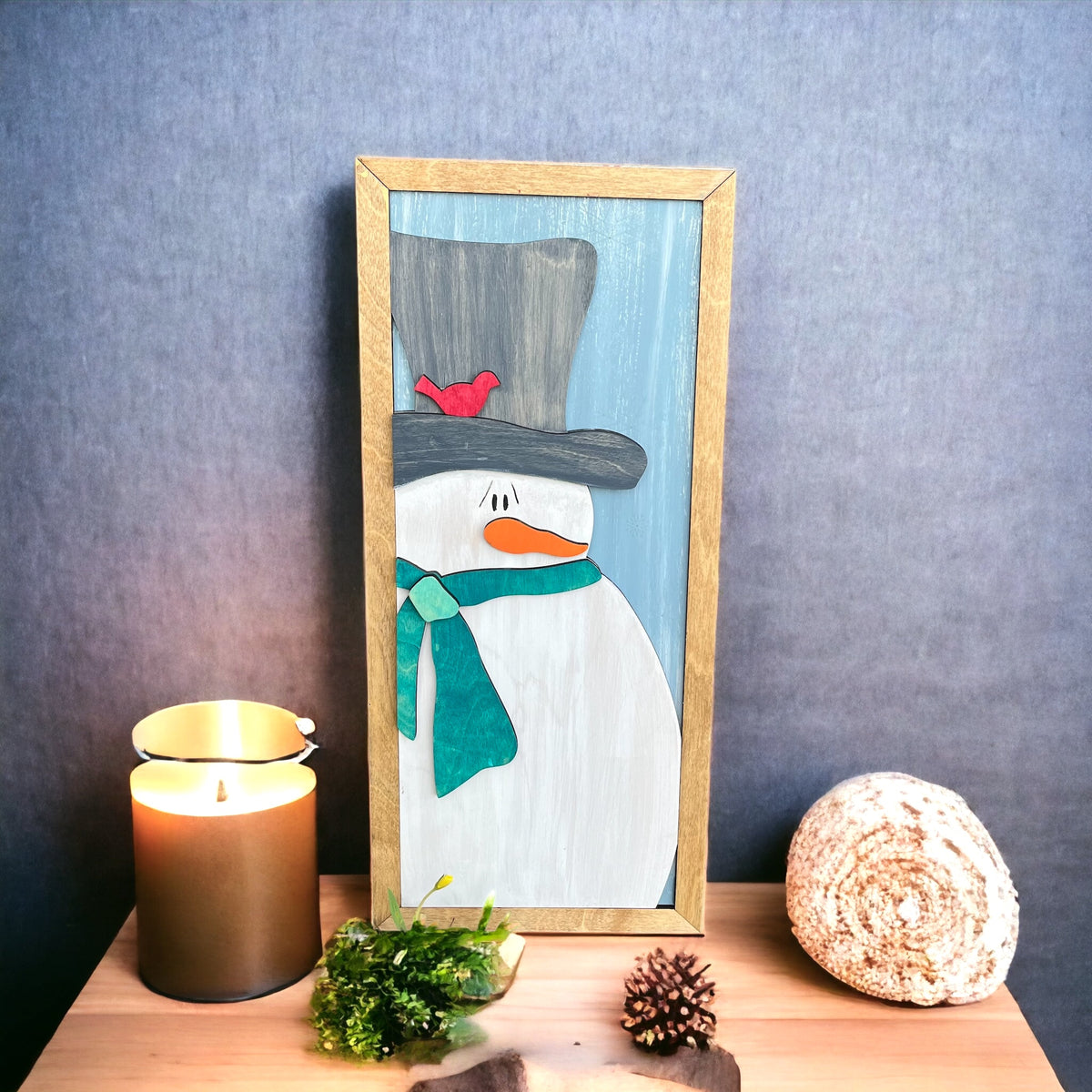 Primitive Snowman 3D Layered Sign P2389