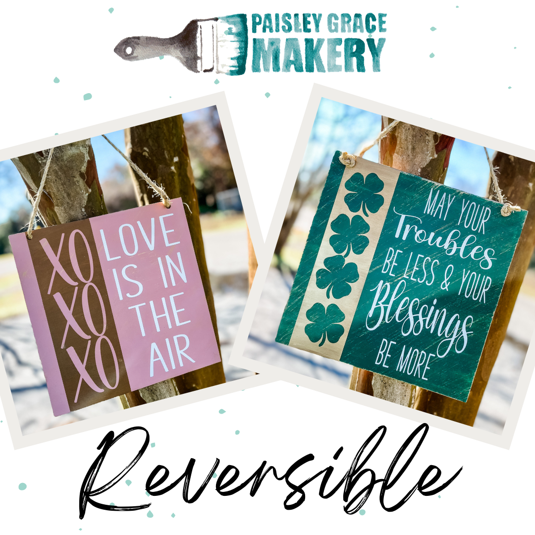 Love Is in the Air/May Your troubles REVERSIBLE: SQUARE DESIGN - Paisley Grace Makery