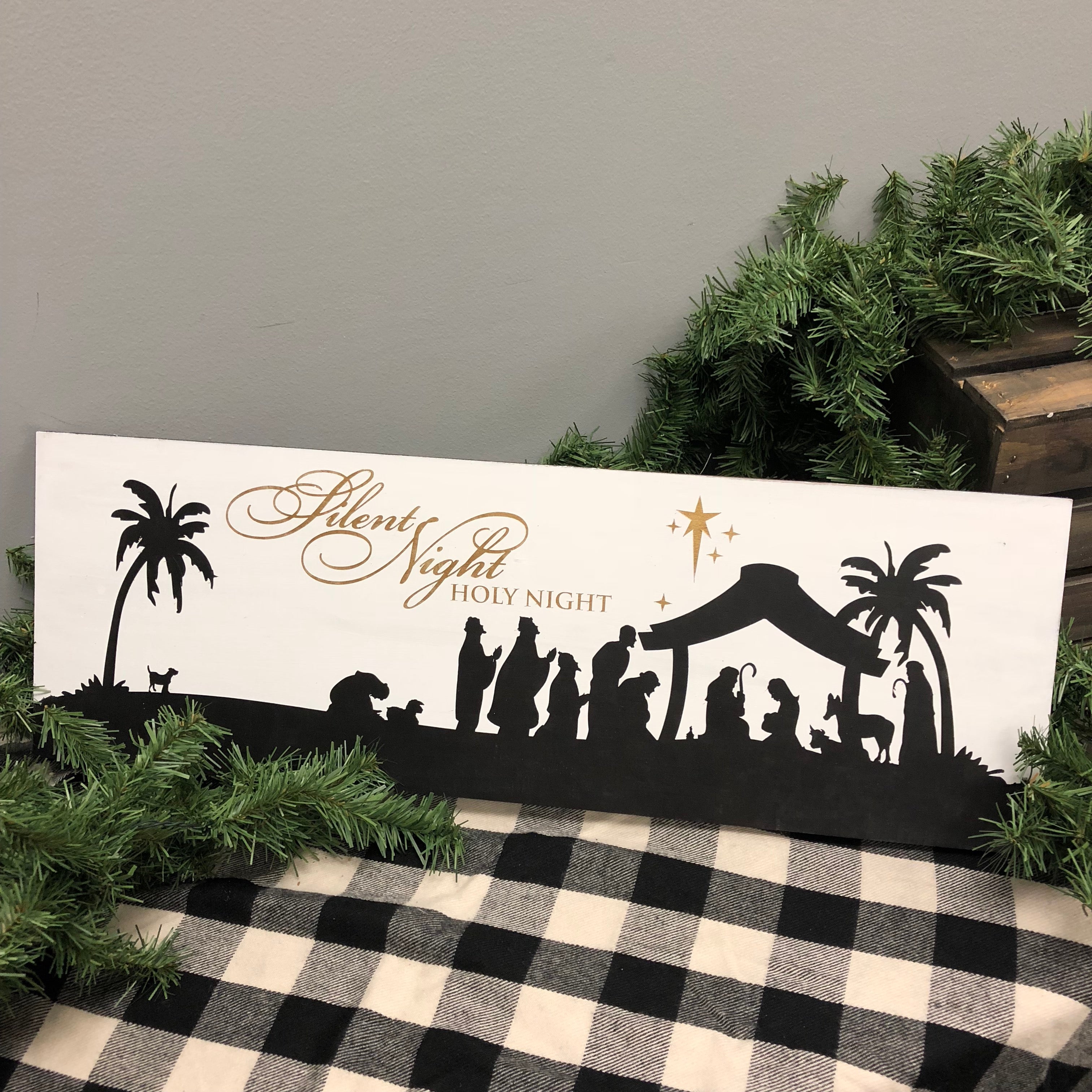 Silent Night Holy Night Plank 8x24