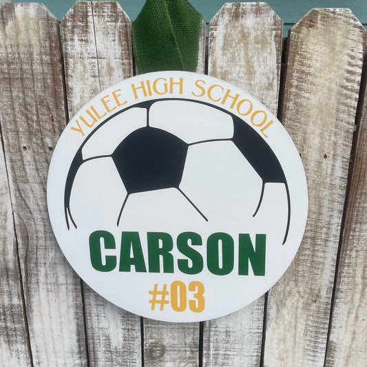 Soccer Personalized School and Player: 15" Round Design
