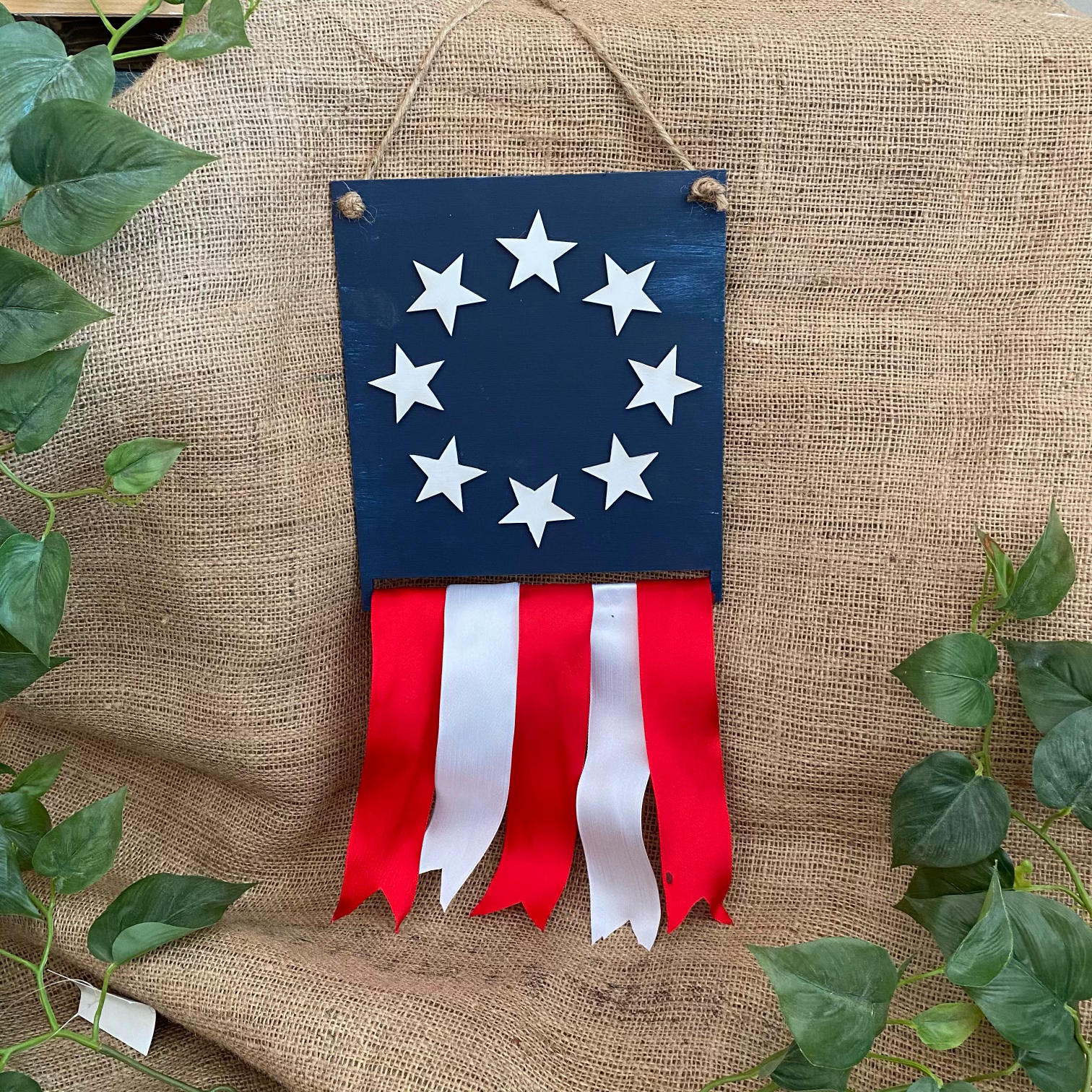 PAINTED - Star Spangled Ribbon Holder 8x16