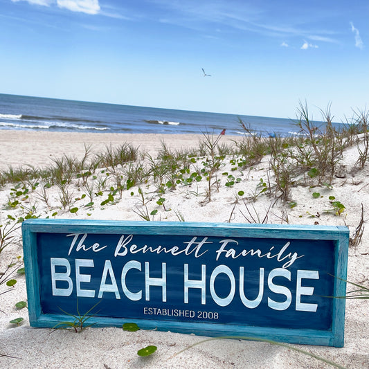 The Beach House (Personalized): Plank Design - Paisley Grace Makery