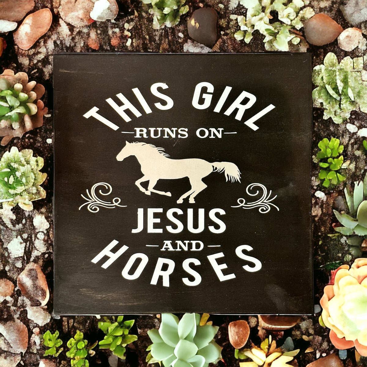 This Girl Runs on Jesus and Horses Square Design P2428