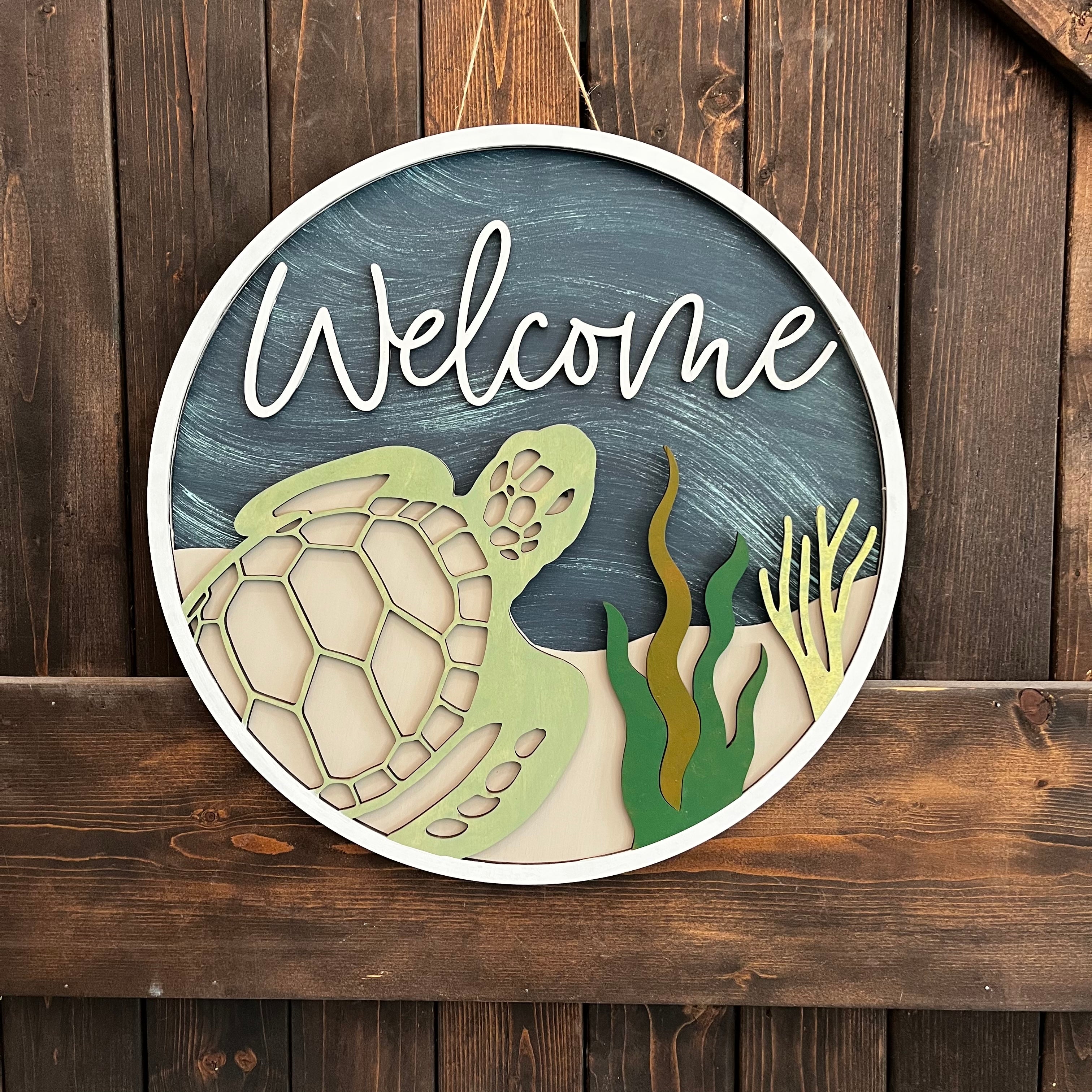 Turtle Welcome Layered Door Hanger P2438