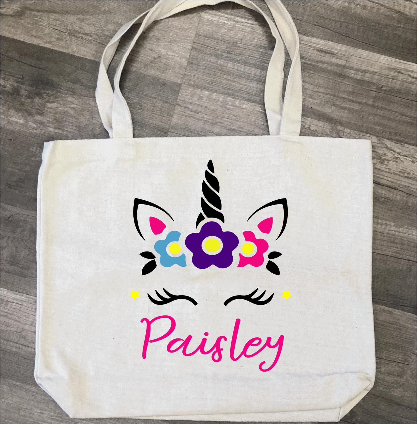Unicorn Personalized: Canvas Bag - Paisley Grace Makery