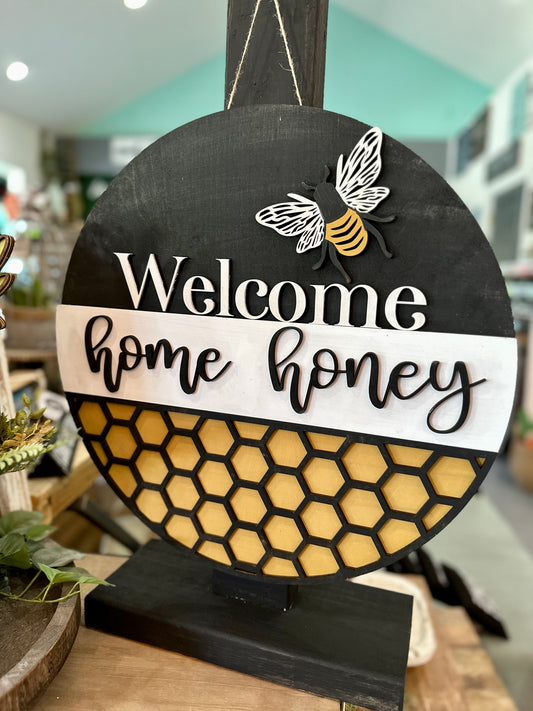 Welcome Home Honey 3D Door Hanger Design P2524