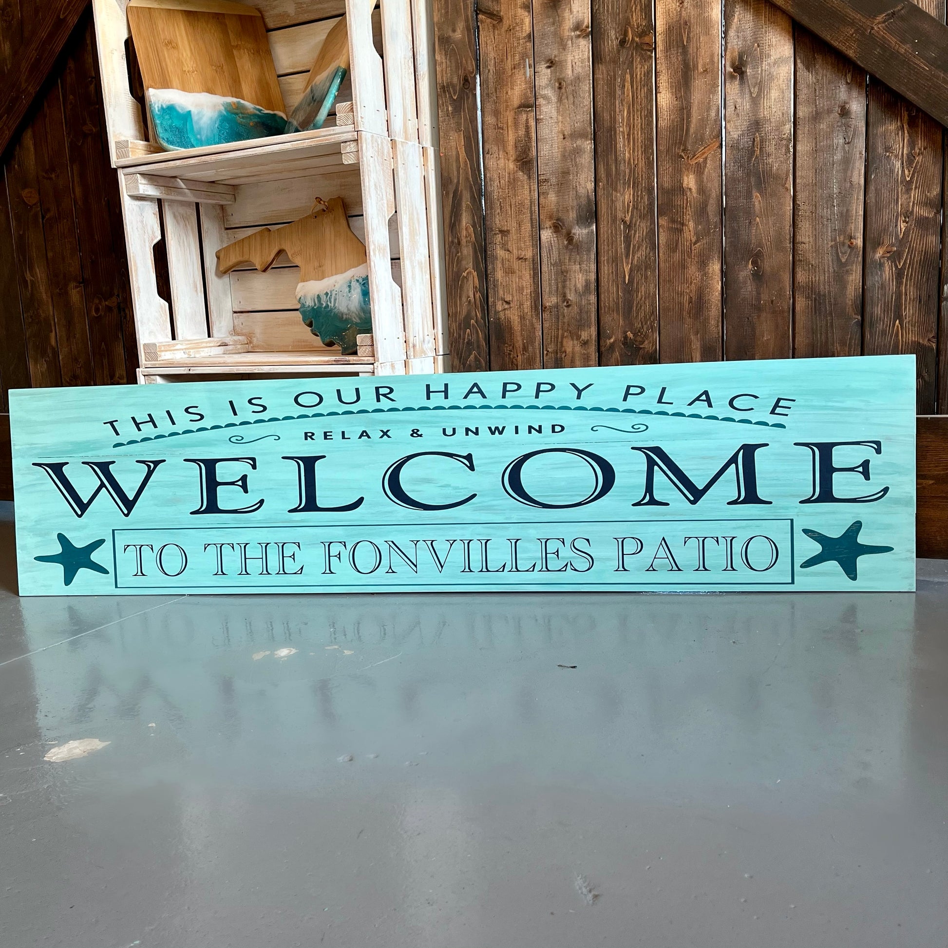 Welcome To Our Patio Personalized: Plank Design - Paisley Grace Makery