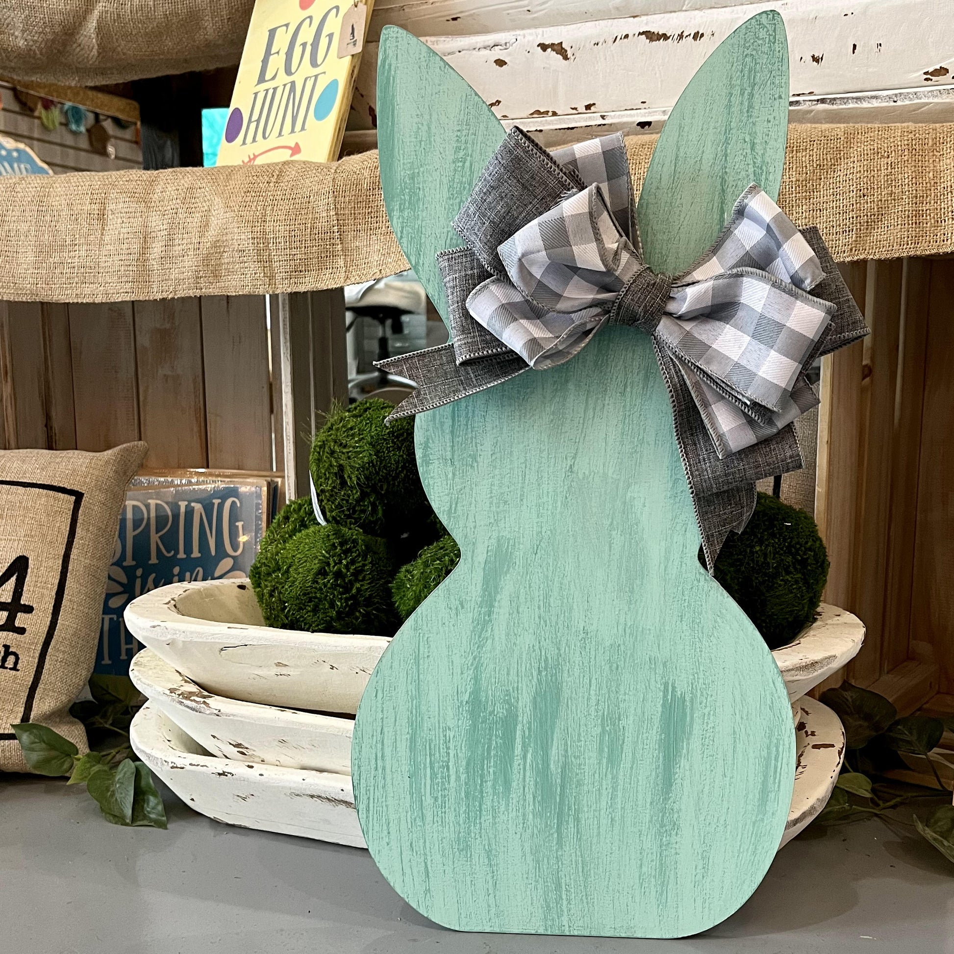 Painted Bunny Cut Out 21" Teal - Paisley Grace Makery