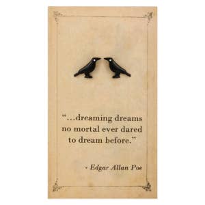 Literary Quotes Crow Post Earrings - Paisley Grace Makery