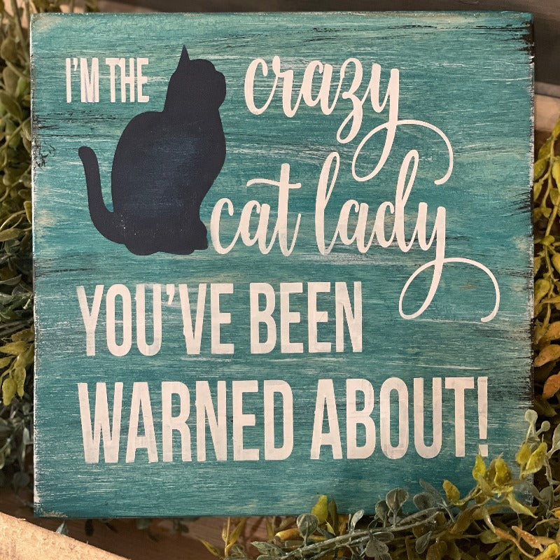 Painted I'm The Crazy Cat Lady You've Been Warned About Mini 8x8" - Paisley Grace Makery