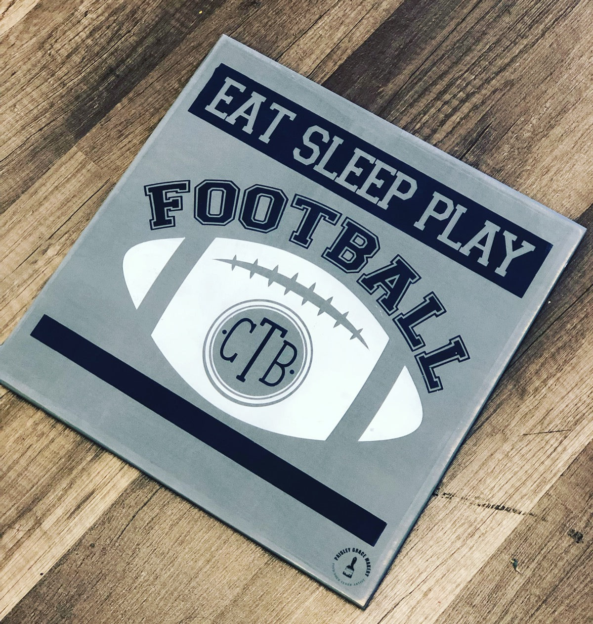 Football Personalized Eat Sleep Play: SQUARE DESIGN - Paisley Grace Makery