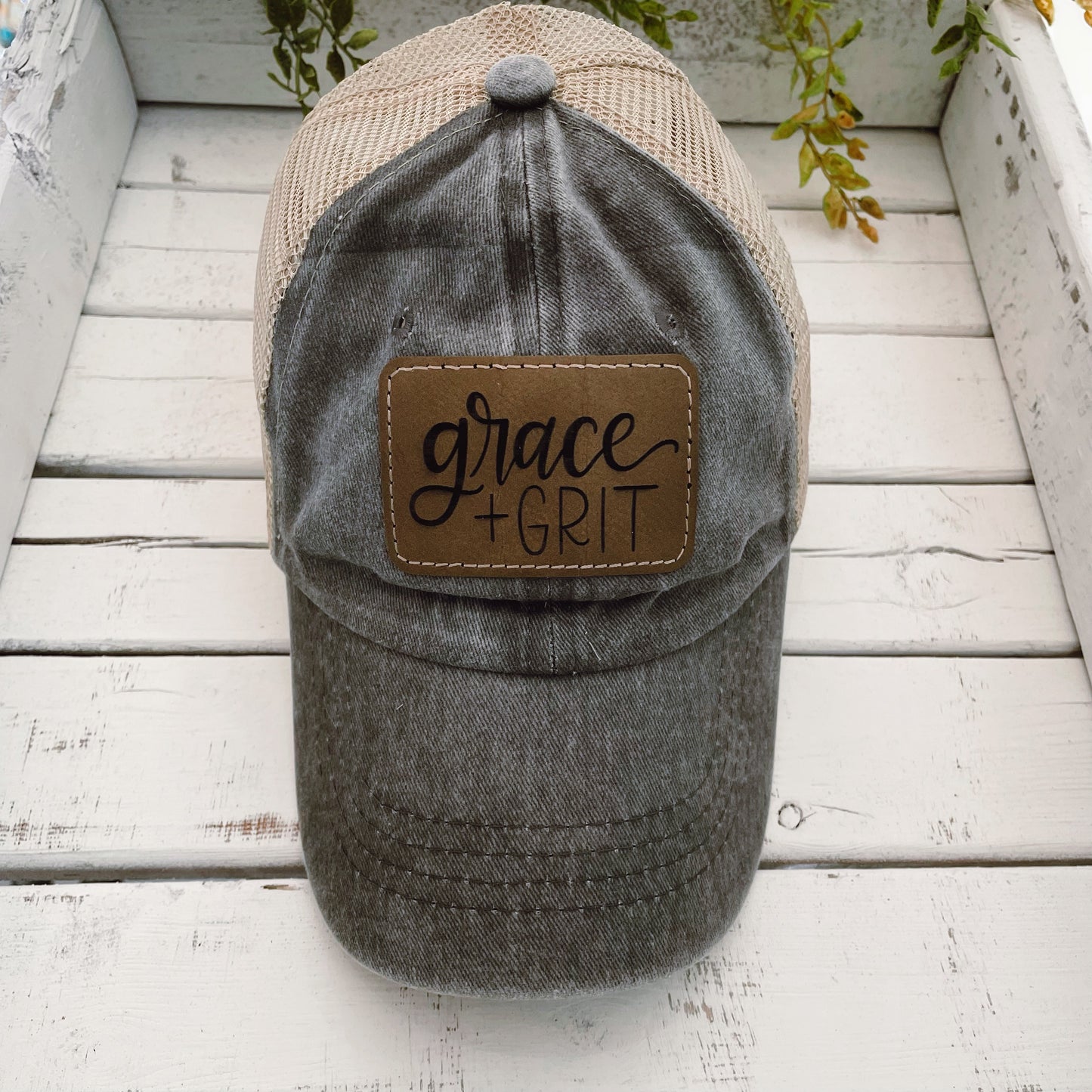 Grace + Grit Dark Gray Trucker Hat
