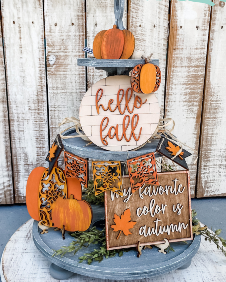 Hello Fall Set Tiered Tray Collections P0985 – Paisley Grace Makery