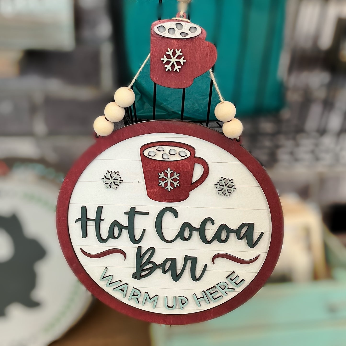 Laser Cut Hot Cocoa Bar Warm Up Here - Paisley Grace Makery