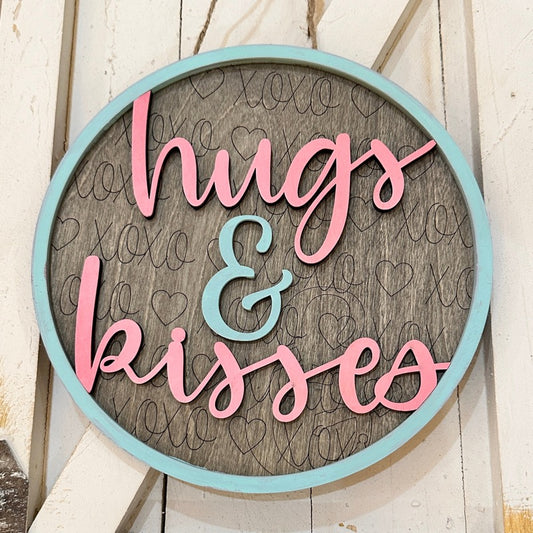 PAINTED - 3D Hugs & Kisses MINI DOOR HANGER - Paisley Grace Makery