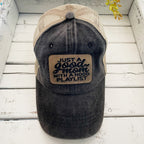Just A Good Mom With A Hood Playlist Black Trucker Hat