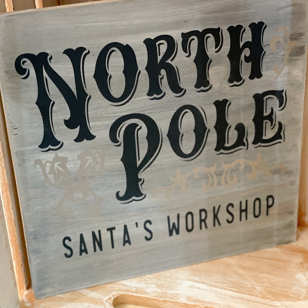 Painted North Pole Santa's Workshop 12x12