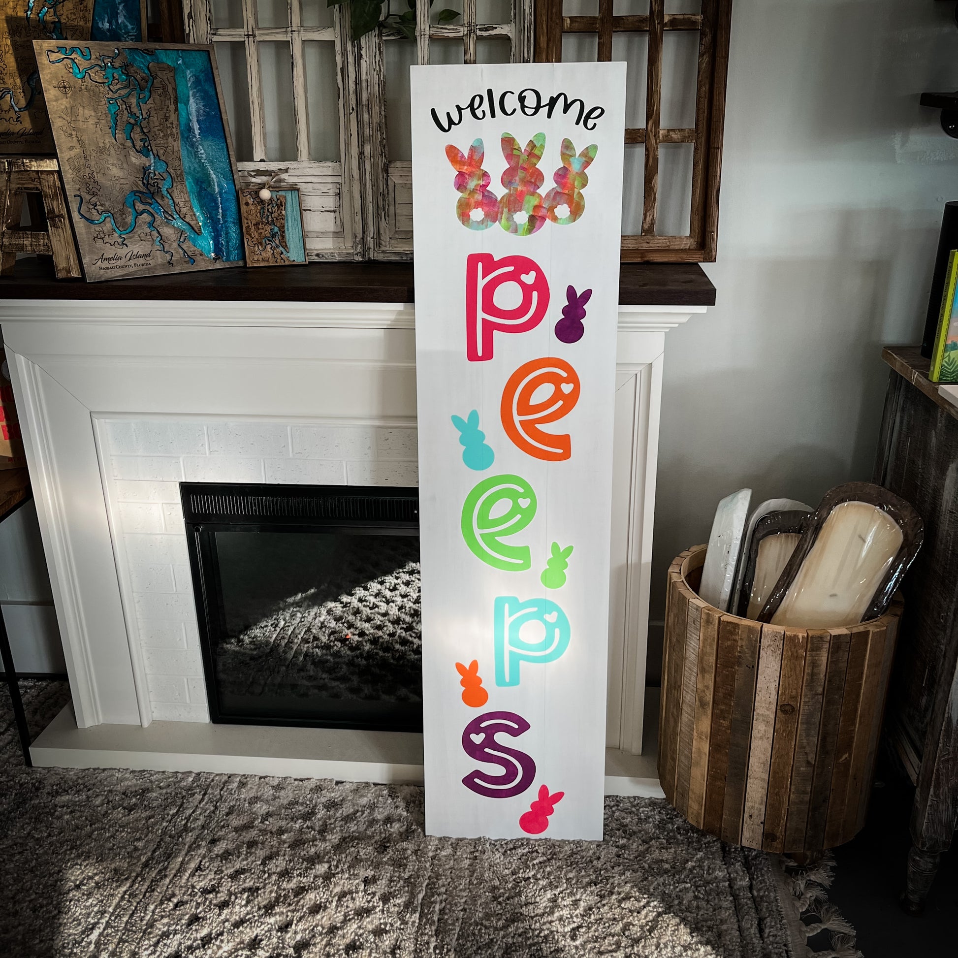 PAINTED - Welcome Peeps(12x48" Large Plank) - Paisley Grace Makery