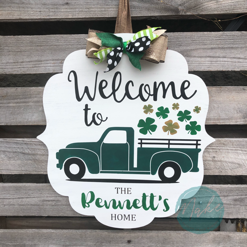 FOUR LEAF CLOVER TRUCK PERSONALIZED: DOOR HANGER DESIGN - Paisley Grace Makery
