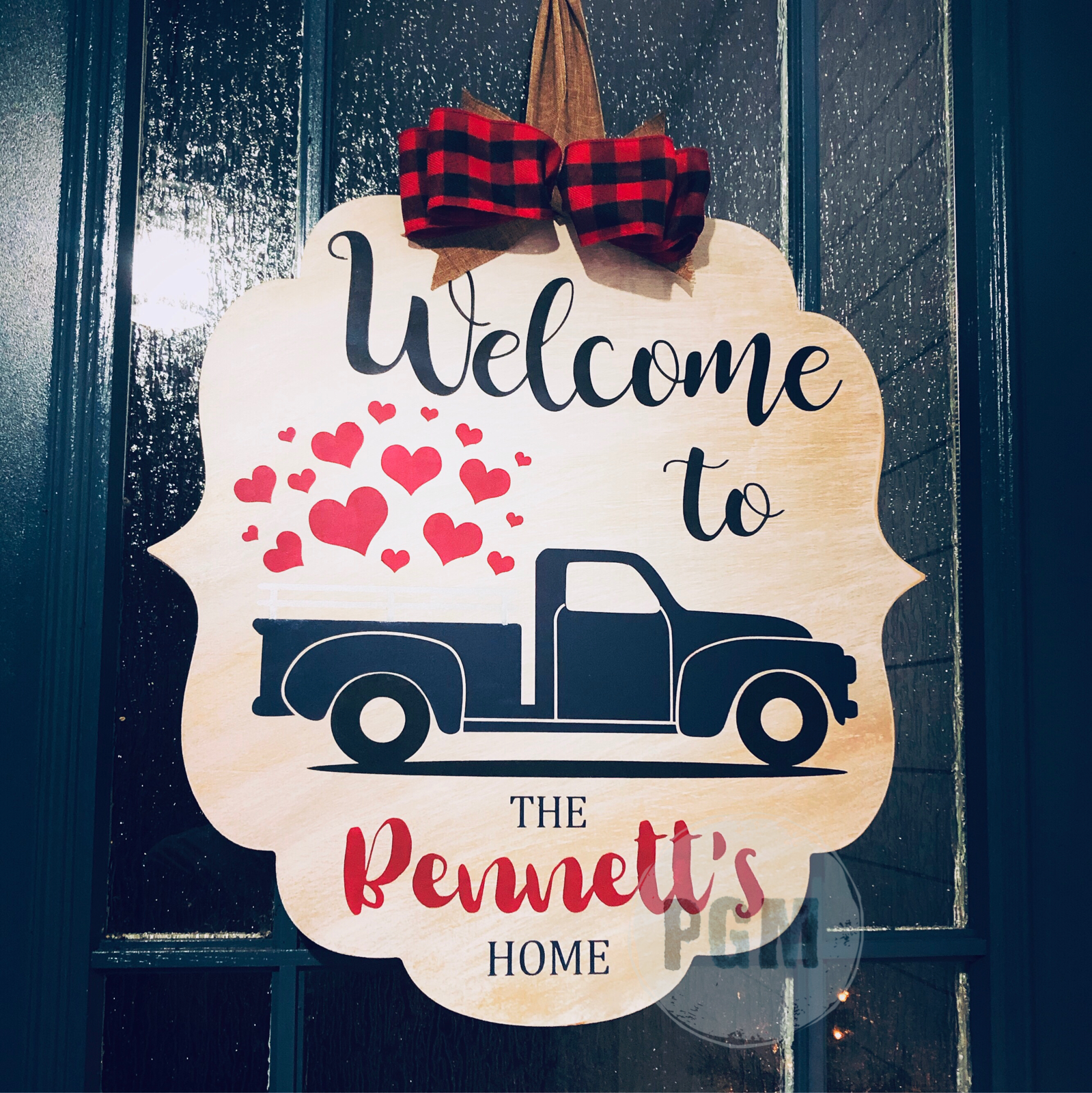 HEART TRUCK PERSONALIZED BRACKET: DOOR HANGER DESIGN - Paisley Grace Makery