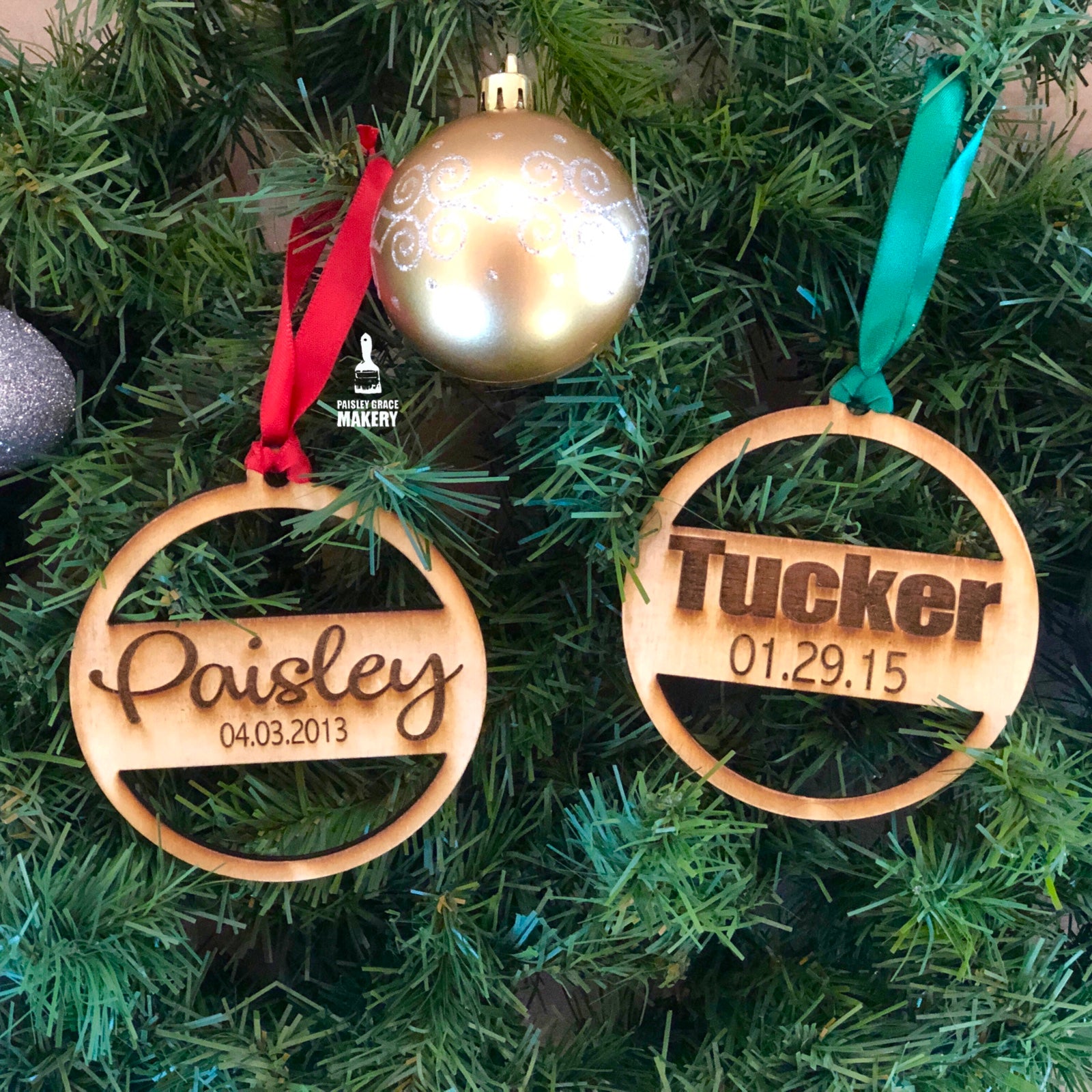 Personalized Name/Date Ornaments - Paisley Grace Makery