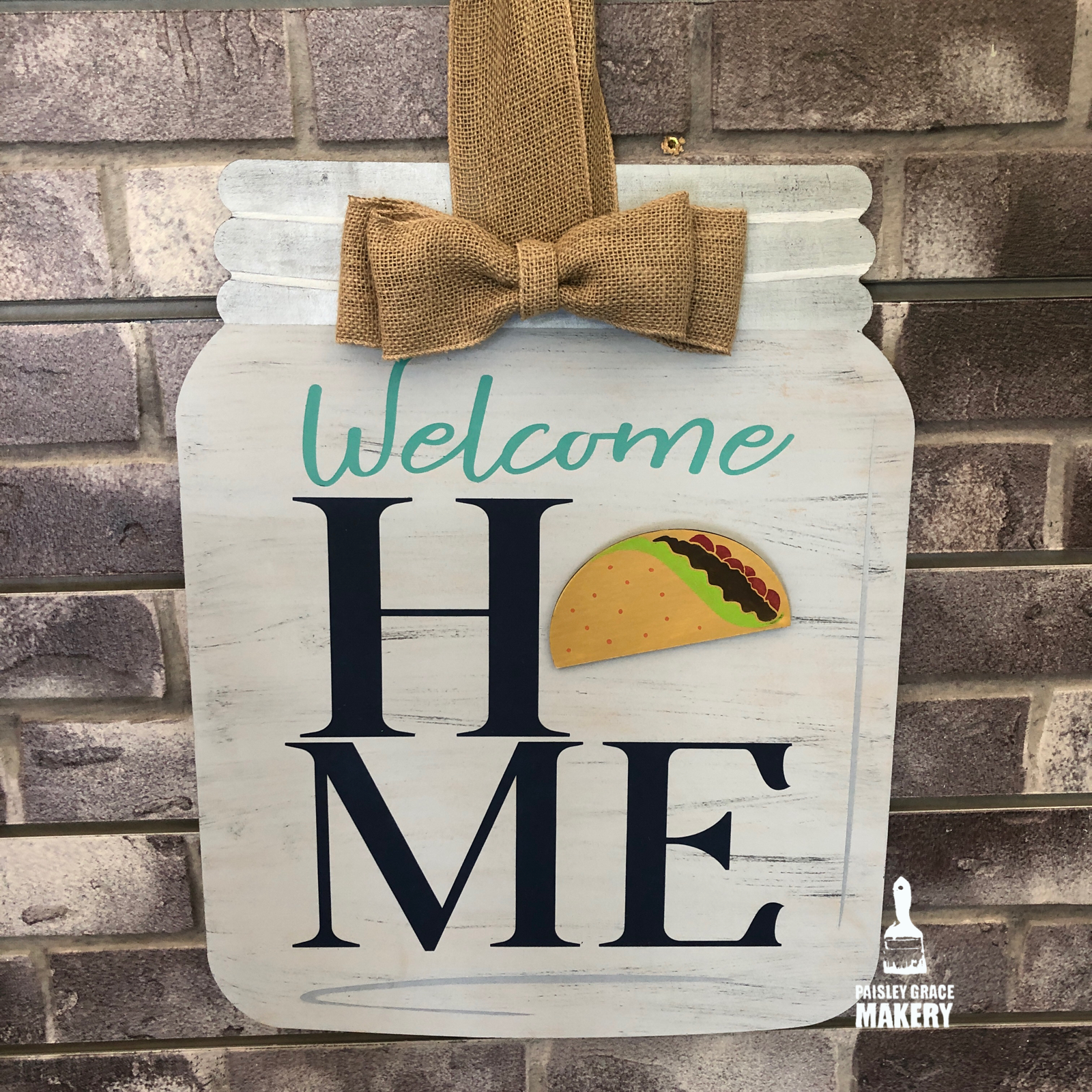 Welcome Home Mason Jar: INTERCHANGEABLE DESIGN - Paisley Grace Makery